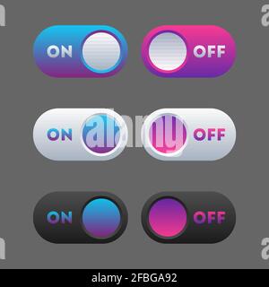 Icon set multi colored button in flat style. Easy editable vector isolated illustration. Stock Vector