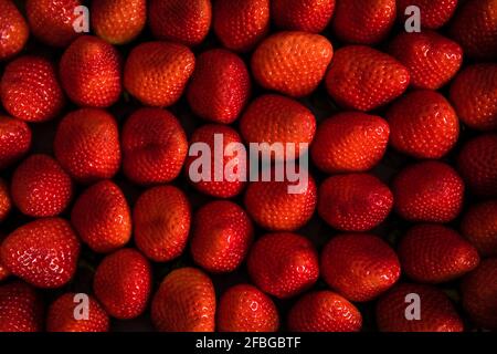Full frame of fresh ripe strawberries Stock Photo