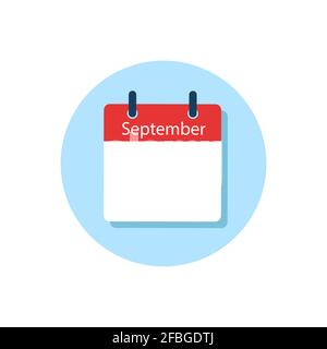 White daily calendar Icon September in a Flat Design style. Easy to edit Isolated vector Illustration. Stock Vector