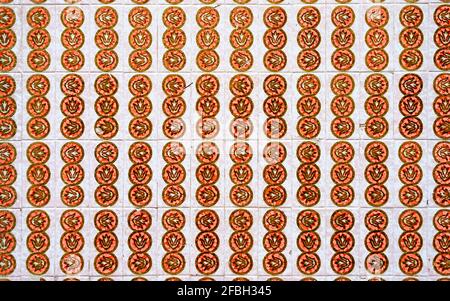Full frame of mosaic wall with rectangular tiles Stock Photo
