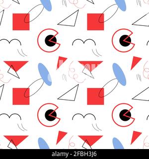 Seamless abstract geometric patern in memphis styl Stock Vector