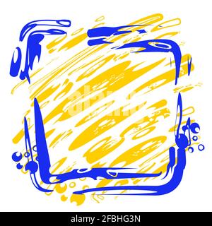Hand drawn scribble shapes, eps10 vector design elements - square frame with doodle diagonal lines at the back layer. Stock Vector