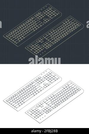 Stylized vector illustration of keyboard isometric drawings Stock Vector