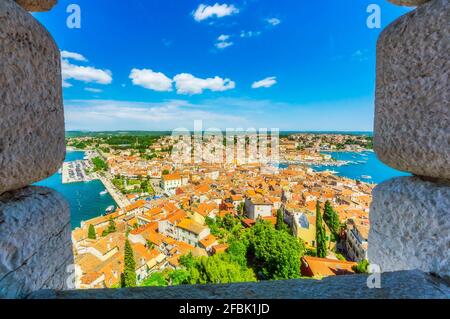 View over Rovinj from church of St. Euphemia, Istria, Croatia Stock Photo
