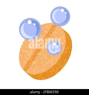 orange effervwsent tablet with blue bubbles fizzy icon isolated vector illustration Stock Vector