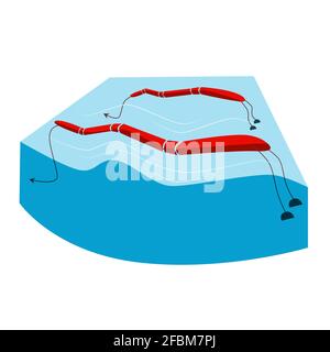 alternative energy source wave station renewable hydroelectric, hydropower blue red color seascape background vector illustration Stock Vector