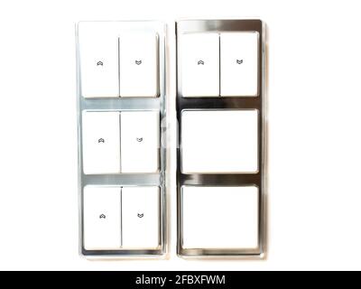 Light switch in the apartment isolated on white background Stock Photo