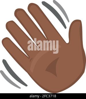 Vector emoticon illustration of a brown hand waving Stock Vector