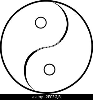 Vector illustration of outlines of the yin yang symbol Stock Vector