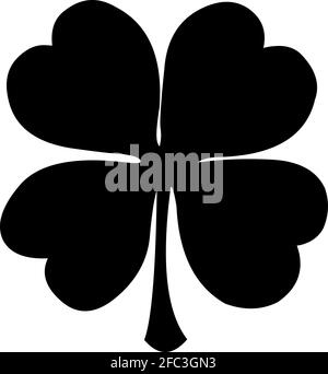 Vector illustration of black silhouette of a four leaf clover Stock Vector