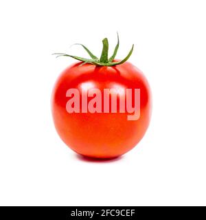 Fresh whole tomato isolated on white background. Stock Photo