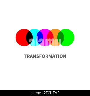 Business logo with connected color circles. Concept of integration, networking, and teamwork. Stock Vector
