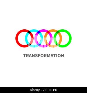 Business logo with connected color circles. Concept of integration, networking, and teamwork. Stock Vector