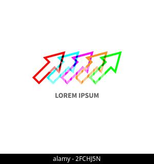 Up arrows icon. Concept of growth, development, progress, teamwork. Abstract geometric business logo Stock Vector
