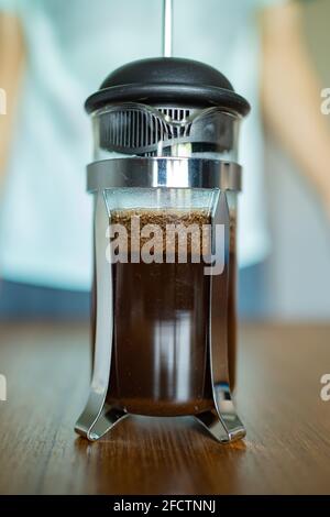 Making coffee from French Press Stock Photo