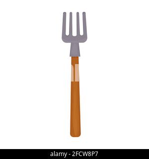 Pitchfork in cartoon style, gardening handle tool, equipment isolated on white background. Harvest symbol. Vector illustration Stock Vector