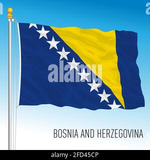Bosnia and Herzegovina official national flag, European country, vector illustration Stock Vector