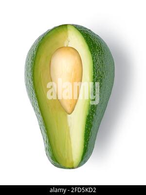 fresh raw avocado isolated on white background, top view Stock Photo