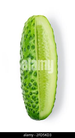 fresh raw cucumber isolated on white background, top view Stock Photo