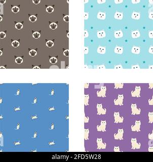Siamese cat face seamless pattern background illustration Stock Vector ...