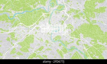 Urban vector city map of Bern, Switzerland, Europe Stock Vector