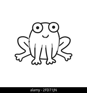 Hand drawn cute frog. Children drawing. Isolated vector illustration in doodle Stock Vector