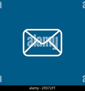 Email Line Icon On Blue Background. Blue Flat Style Vector Illustration. Stock Vector