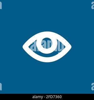 Eye Icon On Blue Background. Blue Flat Style Vector Illustration. Stock Vector