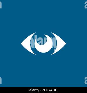 Eye Icon On Blue Background. Blue Flat Style Vector Illustration. Stock Vector