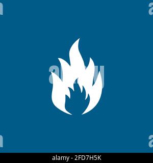 Fire Icon On Blue Background. Blue Flat Style Vector Illustration. Stock Vector