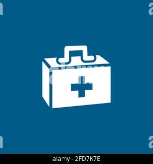 First Aid Box Icon On Blue Background. Blue Flat Style Vector Illustration. Stock Vector