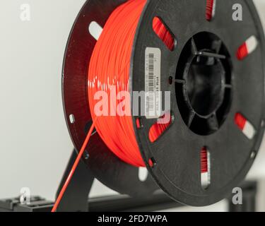 Filament, the raw material for 3D printing, is mostly used as roll material Stock Photo