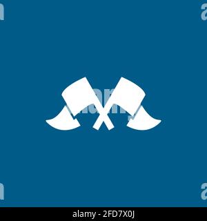 Crossed Flags Icon On Blue Background. Blue Flat Style Vector Illustration. Stock Vector