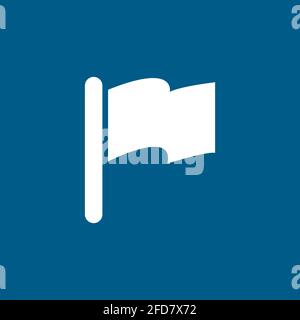 Flag Icon On Blue Background. Blue Flat Style Vector Illustration. Stock Vector