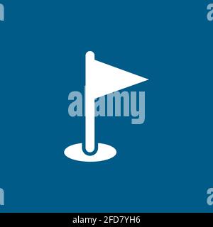 Flag Icon On Blue Background. Blue Flat Style Vector Illustration. Stock Vector