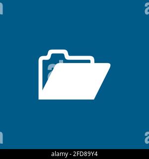 Folder Icon On Blue Background. Blue Flat Style Vector Illustration. Stock Vector