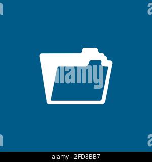 Folder Icon On Blue Background. Blue Flat Style Vector Illustration. Stock Vector