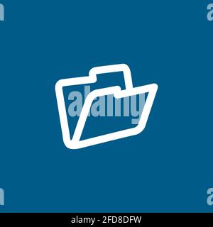 Folder Icon On Blue Background. Blue Flat Style Vector Illustration. Stock Vector