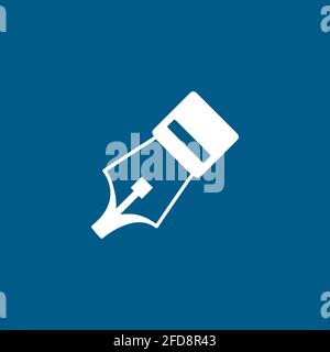 Fountain Pen Nib Icon On Blue Background. Blue Flat Style Vector Illustration. Stock Vector