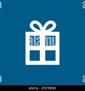 Gift Box Icon On Blue Background. Blue Flat Style Vector Illustration. Stock Vector