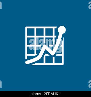 Growing Graph Icon On Blue Background. Blue Flat Style Vector Illustration. Stock Vector
