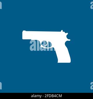Gun Icon On Blue Background. Blue Flat Style Vector Illustration. Stock Vector