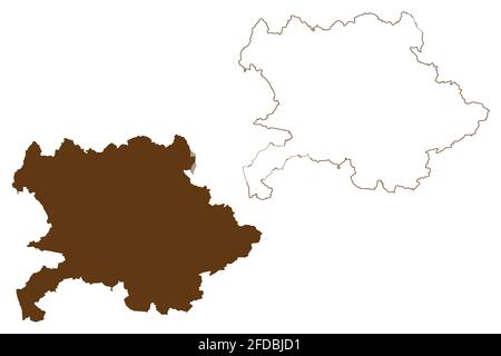 Giessen district (Federal Republic of Germany, rural district Giessen region, State of Hessen, Hesse, Hessia) map vector illustration, scribble sketch Stock Vector