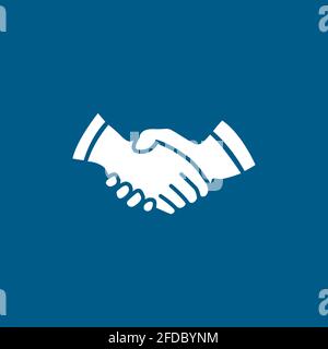 Handshake Icon On Blue Background. Blue Flat Style Vector Illustration. Stock Vector