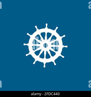 Helm Icon On Blue Background. Blue Flat Style Vector Illustration. Stock Vector