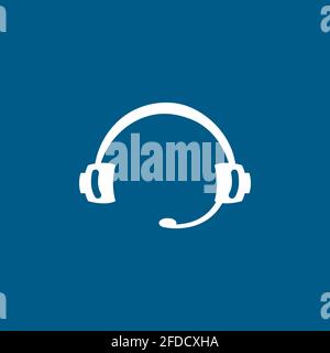 Headphone Icon On Blue Background. Blue Flat Style Vector Illustration. Stock Vector