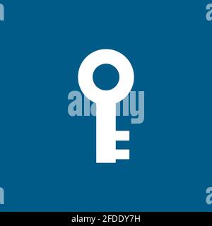 Key Icon On Blue Background. Blue Flat Style Vector Illustration. Stock Vector