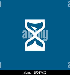 Hourglass Icon On Blue Background. Blue Flat Style Vector Illustration. Stock Vector