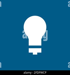 Light Bulb Icon On Blue Background. Blue Flat Style Vector Illustration. Stock Vector