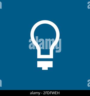 Light Bulb Icon On Blue Background. Blue Flat Style Vector Illustration. Stock Vector